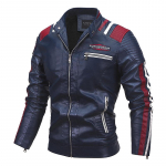Vyri&scaron;ka pliu&scaron;inė ir &scaron;ilta motociklinė PU odinė striukė &ndash; galimas individualus logotipas 3XL (Recommended weight 170-190 Jin) juoda