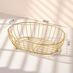 Metalinis vaisių dubuo krep&scaron;elis Morden vielinis užkandžių duonos daržovių laikymo dubenys virtuvės kiau&scaron;inių desertų laikiklis skandinavi&scaron;kas organizatorius tortinė 25x17x7cm auksas