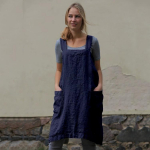 Moteri&scaron;ka medvilninė ir lininė prijuostė, namų drabužiai, laisva ilga suknelė 4XL