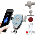 30W Belaidis automobilinis įkroviklis, tvirtinamas prie oro ventiliacijos grotelių, telefono laikiklis-stovas iPhone 15 14 13 12, Samsung, Xiaomi, indukcinis greitasis automobilinis įkrovimas