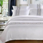 60-ųjų Siuvinėtas Medvilninis Satino Patalynės Komplektas - Keturių Dalių Single Duvet Cover 1.8x2.4 (Fits 160x220 Duvet)