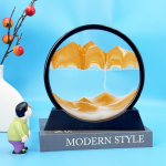 3D judantis smėlis meno paveikslas Apvalus stiklas Giliavandenis smėlio peizažas Smėlio laikrodis smėlis tekantis smėlis Tapyba Biuro namų dekoro dovana 1PC oranžinė