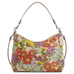 Coach Laurel 31 gėlių ra&scaron;to lygios odos rankinė per petį Didelės moteri&scaron;kos rankinės Sidabrinė Dramblio kaulo Daugiaspalvė CT222-SVIO Basic Set (Bag+Dust Bag)