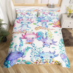 Gražus Axolotl miego patalynės komplektas berniukams, mergaitėms Kawaii ropliams gyvūnams antklodės užvalkalas viengulio dydžio karali&scaron;ko dydžio dydžio jūrų gyvūnija Axolotl lovos užvalkalas EU single(135x200cm) gray