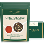 VAHDAM, Originali Indijos Masala Chai arbata beriamais lapeliais - 100g Juodosios arbatos, cinamono, kardamono, gvazdikėlių ir juodųjų pipirų mi&scaron;inys | Senovės Indijos namų receptas