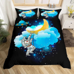 Animacinis astronautas patalynės užvalkalų komplektas Mėnulis Debesys Žvaigždėtas dangus Antklodės užvalkalas Mikropluo&scaron;to Galaktikos patalynės komplektas Viengulis Karali&scaron;kas Berniukams Mergaitėms Dovana US Twin(172x218cm)
