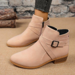 Didelio dydžio moteri&scaron;ki a&scaron;trių pir&scaron;tų ankle boots su storais kulnais ir sagtimi, &scaron;oniniu užtrauktuku, retro stiliaus, rudens/žiemos dizainerių batai Zapatos De Mujer 35 chaki