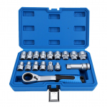 17 vnt. Praeinančių galvučių rinkinys 10&ndash;24 mm 3/8 colio 1/2 colio lizdo raktas su praeinančiu ratchetiniu raktu automobilių remontui, mechanikai blue