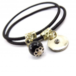 Les Tr&eacute;sors De Lily [J6856] - Bracelet fantaisie 'Chor&eacute;graphie' noir dor&eacute;
