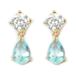 Les Tr&eacute;sors De Lily [L4296] - Boucles Plaqu&eacute; Or 'Sissi' aquamarine dor&eacute; - 15x6 mm