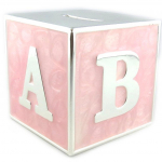 Les Tr&eacute;sors De Lily [L1977] - Tirelire m&eacute;tal 'Alphabet' rose argent&eacute; - 65x65x65 mm