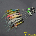 7vnt 8cm 5g &Scaron;viečiančios netikros krevetės Mink&scaron;tas silikoninis dirbtinis masalas su pasukamu kabliuku, skirtas žvejybai Sabiki Rig Fishing Tackle Sea 7pcs