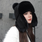 Lei Feng Hat Moteri&scaron;ka žieminė vilna Trend Plus Fleece megzta kepurė &Scaron;ilta, miela ir miela ausų kepurė &Scaron;alta vilna kepurė One size