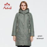 Astrid 2021 Nauja žieminė striukė vidutinio ilgio su gobtuvu dizaino plius dydis Fashion Moteri&scaron;ka pūkinė striukė &scaron;ilta Parka Women Coat AM-9726 L žalia