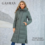 GASMAN Fashion moteri&scaron;kas žieminis paltas Plonas ilgas apykakle su gobtuvu pastorinta &scaron;ilta pūkinė striukė laisvalaikio ki&scaron;eninė moteri&scaron;ka Parka GM-82151 M žalia