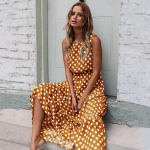Sexy O Neck be rankovių Boho Polka Dot Print Maxi suknelė nauja laisvalaikio moteri&scaron;ka vakarėliui skirta ilga suknelė L