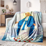Religinės &Scaron;vč. Mergelės Motinos Marijos vilnos &scaron;iltos mink&scaron;tos antklodės neai&scaron;kios lovos antklodė ku&scaron;etei, lovai, sofai itin &scaron;ilta ir jauki 150x200cm