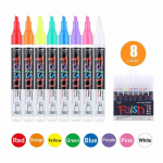 Skysti kreidos žymekliai, skirti lentai 8 pakuotės / 12 pakelių sauso trynimo fluorescencinis neoninis pary&scaron;kinimo ra&scaron;iklis Netoksi&scaron;kas, saugus, plaunamas žymeklis mokyklos lentai 8pcs