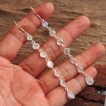 Moonstone ilgas kabantis auskaras 100 % 925 sterlingų sidabro rankų darbo vestuviniai papuo&scaron;alai
