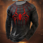 Grafinis &bdquo;Spider&ldquo; laisvalaikio vyri&scaron;kas 3D spausdinimo mar&scaron;kinėliai, sportiniai, &scaron;ventiniai mar&scaron;kinėliai ilgomis rankovėmis, i&scaron;kirpti mar&scaron;kinėliai, drabužiai, drabužiai S