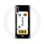 Coque pour Samsung Galaxy A70 Billet d'avion Madrid Espagne