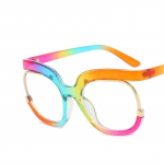 Ins Rainbow Frame Fashion Retro Apvalūs Anti Blue Light Moteri&scaron;ki akiniai Vintažiniai Dideli, Spalvingi Skaidrūs akiniai