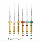 Dantų dildė &scaron;aknies kanalo kūginė Endodontinė dildė auksinė kar&scaron;čio aktyvuota rotacinė dildė Lanksčios odontologo medžiagos SOCO 21mm Assortde geltona