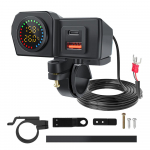 3.4A motociklo įkroviklis QC3.0 PD greito įkrovimo dvigubas USB telefono įkrovimo adapteris su įtampos ekranu ir įjungimo/i&scaron;jungimo jungiklio modifikavimo priedais PD+QC3.0