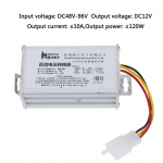 Nuolatinės srovės 48V-96V į 12V-10A 120W elektrinio automobilio akumuliatoriaus spintelės keitiklis os