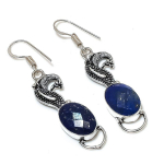 Lapis Lazuli brangakmenio rankų darbo 925 sterlingų sidabro papuo&scaron;alų auskarai 2,09 p1o62