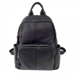 Odinė kuprinė moterims, juoda, karvės odos, moteri&scaron;ka kuprinė, universali, mink&scaron;tos odos, užsegama užtrauktuku nugaroje, apsaugos nuo vagystės dizainas, moteri&scaron;ka rankinė juoda