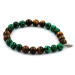 Bracelet en pierres - ABIJOUX - Oeil de Tigre + Malachite - 8 mm - Adulte Mixte - Fabriqu&eacute; en France