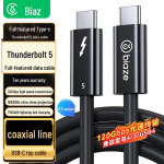 Biaz Thunderbolt 5 Kabelis: 120 Gbps, 16K HD vaizdo įra&scaron;as, 240 W PD greitas įkrovimas 0.5m juoda