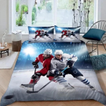 3D Ledo ritulio lovos patalynės komplektas jauniesiems ledo ritulio gerbėjams, vaiki&scaron;ka patalynė berniukams ir mergaitėms, sportiniai žaidimai, dovana vienviečiai ir dviviečiams lovoms Cama 150--240x220cm