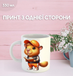 Puodelis Kapibara su spauda keraminis puodelis capybara 330 ml 9.5 balta