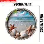 2D Plok&scaron;čias 20*20cm 1vnt Paplūdimio peizažas Jūros žvaigždės ir kriauklės tema Pakabinamas sienos dekoras, Pajūrio atostogų laisvalaikio stiliaus Medinis ornamentas, Tinka kavinėms ir vasarai 20*20cm
