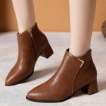 Odinės Moteri&scaron;kos Sniego Ankle Boots Smailus Pir&scaron;tas Vidutinio Kulno Dizainerio Retro Batai 2024 Mados Stambūs Žieminiai Chelsea Batai Nauji Botas Mujer 35 ruda