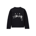 Nike X Stussy Bendro Prekės Ženklo FW23 Logotipo Spaudinio Tinklelio Ilgomis Rankovėmis Mar&scaron;kinėliai Unisex Vir&scaron;utiniai Drabužiai Juodi FJ9165-010 S