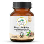 Organic India Breathe Free 60 daržovių kapsulių kvėpavimo takų komfortui, užsikim&scaron;imo palengvinimui ir plaučių palaikymui, natūrali žolelių formulė