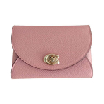 Coach Turnlock 11 Atvartas Trumpa Crossgrain Odinė Kortelių Dėklas Piniginė Moteri&scaron;ka piniginė Rožinė C2419G Basic Set (Bag+Dust Bag)