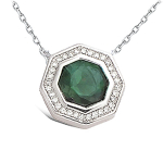 Les Tr&eacute;sors De Lily [L4602] - Collier Argent 'Sissi' vert blanc (rhodi&eacute;) - 16x16 mm