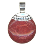 Les Tr&eacute;sors De Lily [Q7512] - Pendentif Argent artisanal 'Heaven' corail argent vieilli - 25 mm