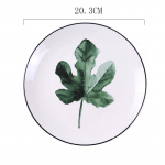 Nordic Creative Round Green Plants Porcelianinė 8 colių stalo indai Keraminiai desertiniai kepsniai