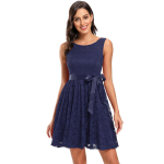 Moteri&scaron;ka nėrinių sūpynės be rankovių trumpa suknelė su juostele, kaklarai&scaron;tis pamergės vestuvių svečių vakarėliui, kokteilių vakarėlio proga