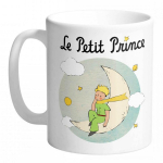 Le Petit Prince [A2798] - Mug c&eacute;ramique 'Le Petit Prince' blanc turquoise (lune) - 95x80 mm balta