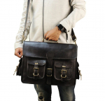 Natūralios ožkos juodos odos retro ne&scaron;iojamojo kompiuterio krep&scaron;ys &bdquo;Messenger Satchel&ldquo; portfelis