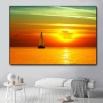 Peizažas Jūra Dangus Banga Valtis Saulėlydis Drobės Tapyba Gamta Plakatai ir Spaudiniai Sienų Menas Paveikslai Svetainei Namų Dekoravimas Be Rėmo 21cm&times;30cm NoFrame
