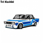 Tri Koshki KCS471 animacinis filmas klasikinis mėlynas VAZ 2105 automobilio lipdukas PVC lipdukai lipdukas ant automobilio buferio ne&scaron;iojamojo kompiuterio &scaron;aldytuvo ne&scaron;iojamojo kompiuterio sienelės 15x6cm -S