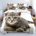 3D skaitmeninis spausdintas patalynės komplektas Pet Cat serijos antklodės užvalkalas ir pagalvės užvalkalas 2/3 mikropluo&scaron;to audinio gabalėlių namų dekoravimui AU Double 180x210cm