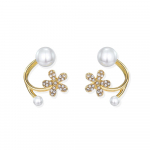 Pearl Diamond Prabangūs Auskarai Temperamentas Eleganti&scaron;kas Moteri&scaron;kas Vakarėlis Mygtukas Auskarai Gėlių žavesys Naktinio klubo auskarai auksas